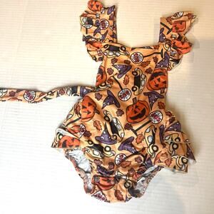 Romper Addy's Attic Baby Girl 0 - 6 months Halloween Adjustable Size pumpkin